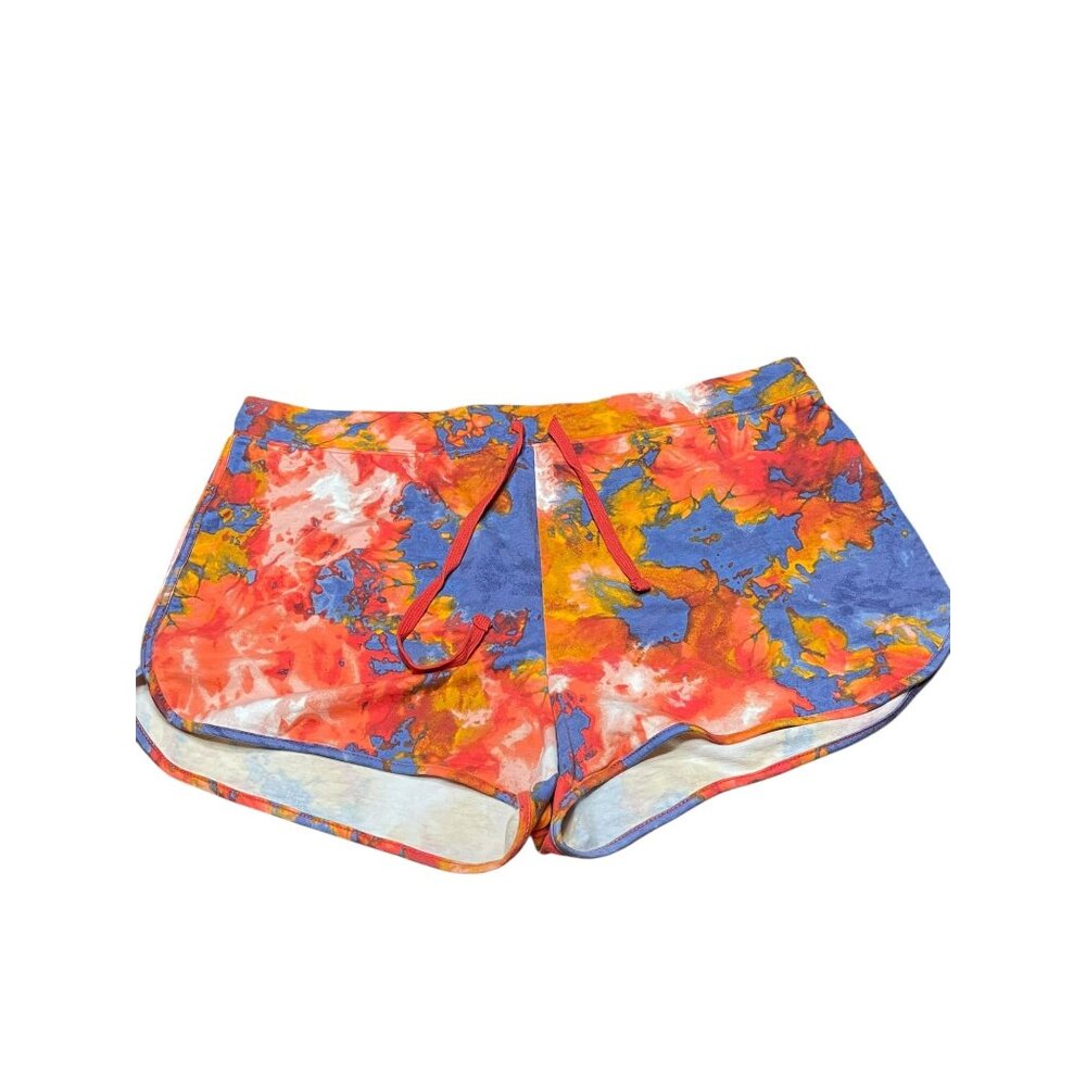 Ambiance Plus Size Tie-Dye Shorts 2X Multicolor With Drawstring Waist & Pocket B